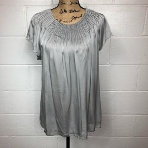 Ann Taylor gray silk blouse xl